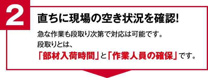 直ちに現場の空き状況を確認!